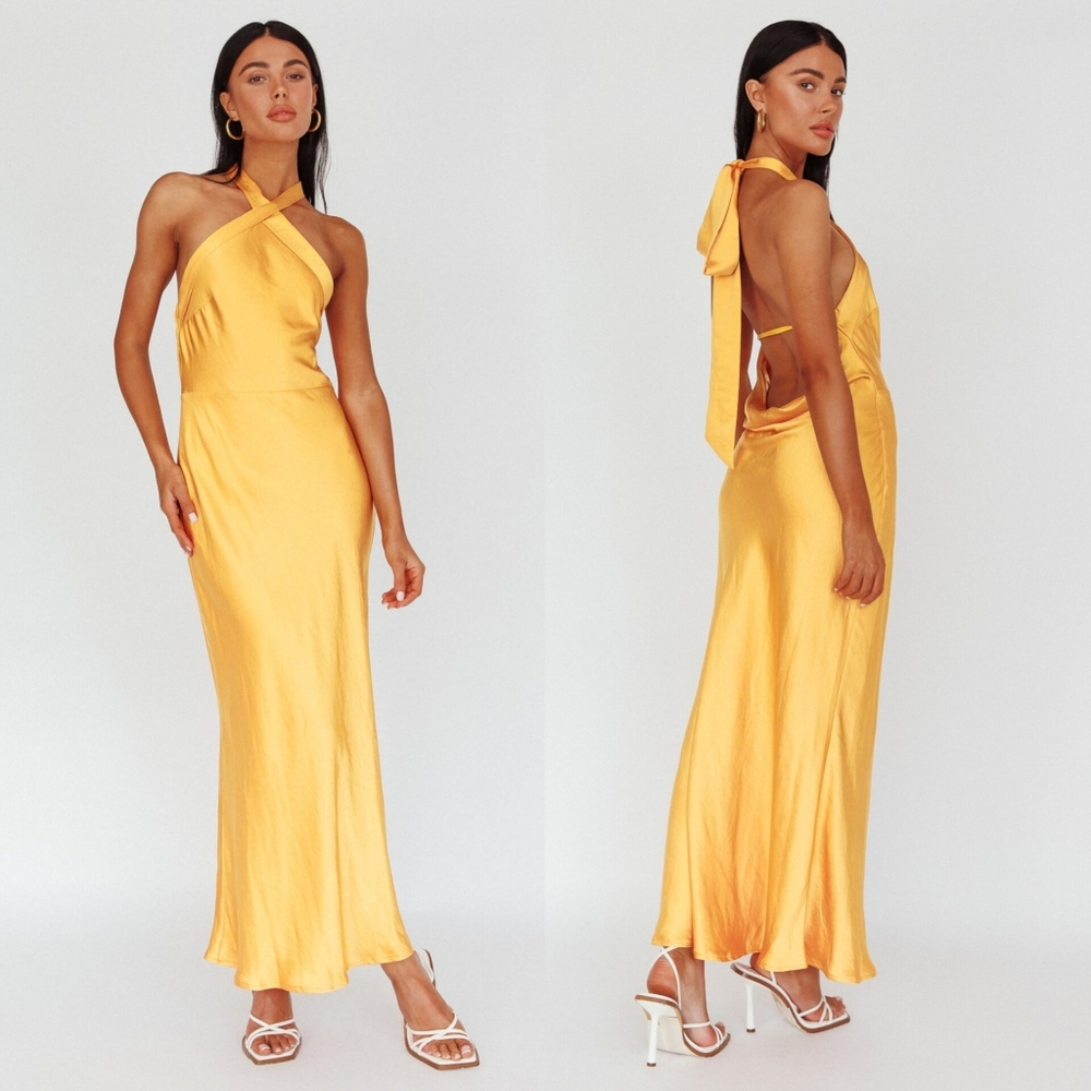 Selfie LeslieItalia Azure Crossover Halterneck Maxi Dress Sun Wedding Party Prom